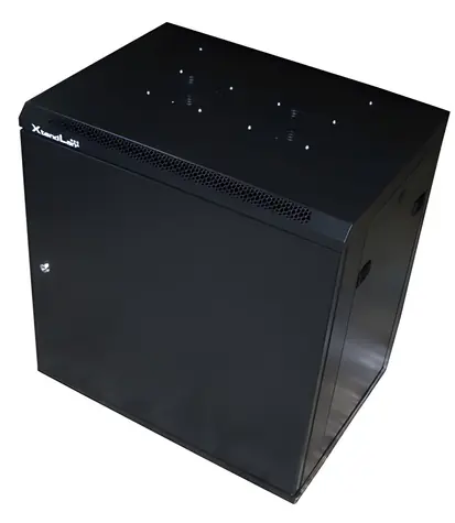 XtendLan 9U 600×450 mm (WS-9U-64-FS-BLACK) / Nástěnný rozvaděč / jednodílný / plné dveře / úprava proti vykradení