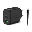 Port Connect ESSENTIEL GaN2 / Napájecí adaptér / USB-C PD + USB-A QC / 65 W / USB-C kabel 2 m