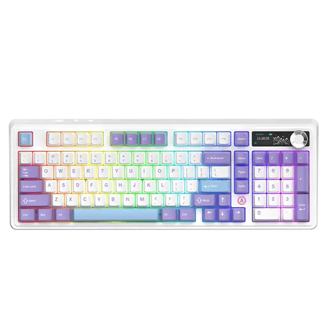 Ajazz AK980 bílá / Bezdrátová herní klávesnice / mechanická / Gift Switch V2 / 98% / RGB / BT/USB-C/2.4GHz