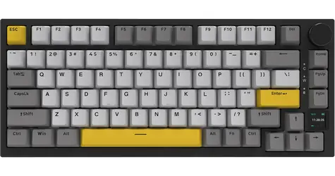 Ajazz AK820 Pro černo-šedo-žlutá / Herní klávesnice / mechanická / Flying Fish Switch / RGB / BT/2,4GHz/USB-C