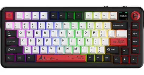 Ajazz AK820 MAX PLUS černo-šedá / Klávesnice / mechanická / Hot-swap / BT / 2.4 GHz / displej