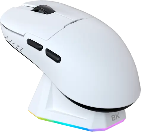 Ajazz AJ159 PRO bílá / Bezdrátová herní myš / PixArt PAW3395 / 26000 DPI / 8000 Hz / dokovací stanice