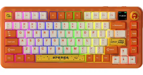 Ajazz AK820 MAX oranžovo-bílá / Klávesnice / mechanická / Hot-swap / drátová / 75% / displej