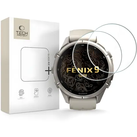 Tech-Protect Glass Fit+ sklo pro Garmin Fenix 9 Pro 43mm čiré / Ochranné tvrzené sklo / 2 ks v balení