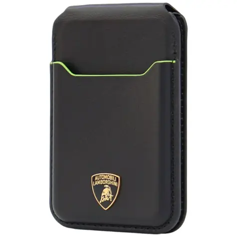 Lamborghini D1 zelená / Kožená peněženka s MagSafe / stojánek na telefon / pravá kůže