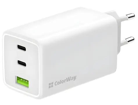 Colorway GaN 100W bílá / Síťová nabíječka / 2x USB-C / 1x USB-A / PD / PPS