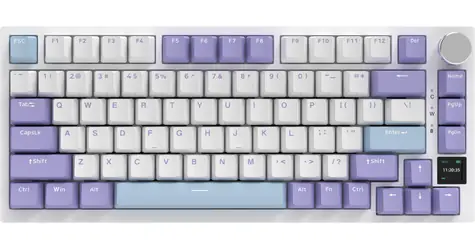 Ajazz AK820 Pro fialovo-bílo-modrá / Herní klávesnice / mechanická / Flying Fish Switch / RGB / BT/2,4GHz/USB-C