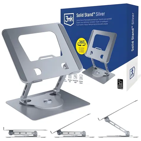 3mk Solid Stand stříbrná / Stojan na notebook / hliník / do 17,3