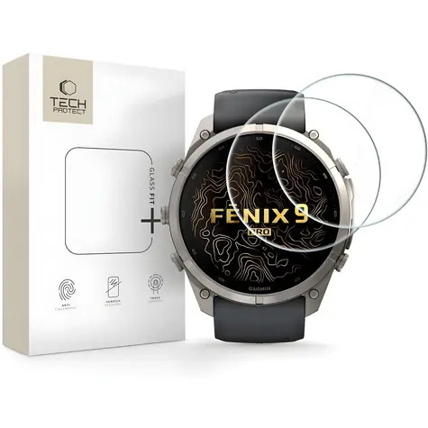 Tech-Protect Glass Fit+ sklo pro Garmin Fenix 9 Pro 51mm čiré / Ochranné tvrzené sklo / 2 ks v balení