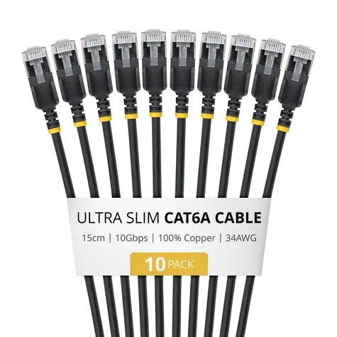 StarTech CAT6a Ultra Slim bílá / Patch kabel / RJ-45 / 0,15 m / 10 ks