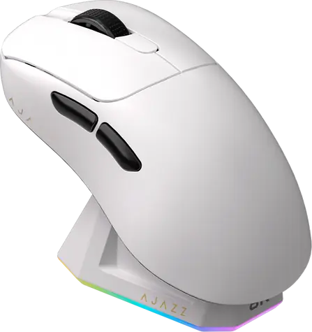 Ajazz AJ179 PRO bílá / Bezdrátová herní myš / PixArt PAW3395 / 26000 DPI / 8000 Hz / dokovací stanice