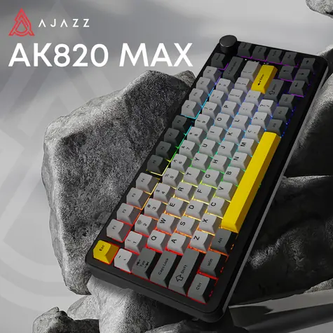 Ajazz AK820 MAX černo-šedo-žlutá / Herní klávesnice / mechanická / Magnetic Switch / drátová / RGB