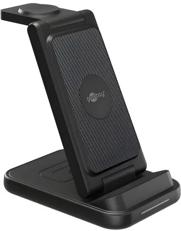 Goobay 3in1 černá / Bezdrátová nabíječka / 15 W / Qi / pro telefon, hodinky a sluchátka