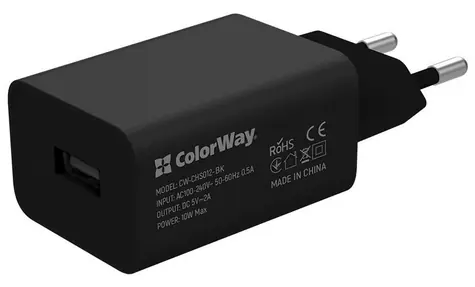 Colorway černá / Síťová nabíječka / 1x USB / 10 W / 100-240 V