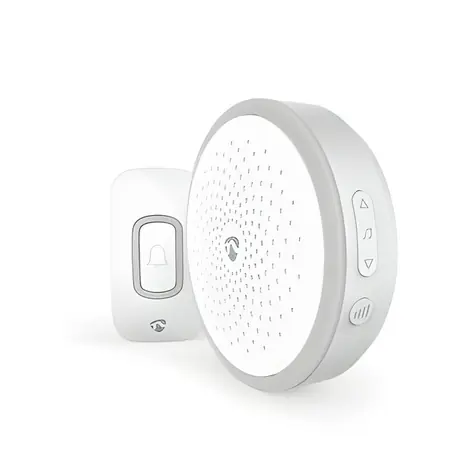 Nedis Bezdrátový zvonek bílá / Bezdrátový zvonek / 1x CR2032 / 80 dB / 150 m / 60 melodií