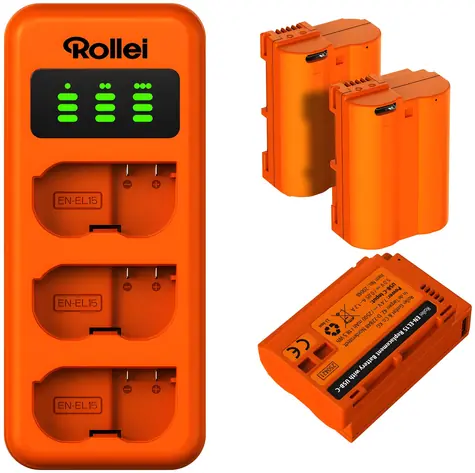 Rollei EN-EL15 / Nabíjecí sada / 3x baterie a nabíječka / Pro Nikon