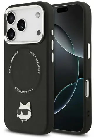 Karl Lagerfeld Choupette Pin černá / Zadní kryt / MagSafe / iPhone 17 Pro Max