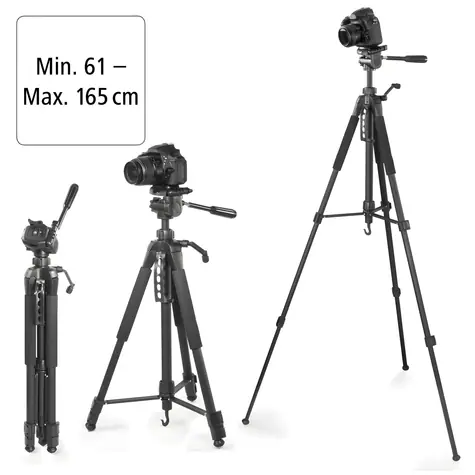 Hama Action Smart 165 3D černá / Stativ / 165 cm / 3D hlava / nosnost 4 kg / s držákem telefonu