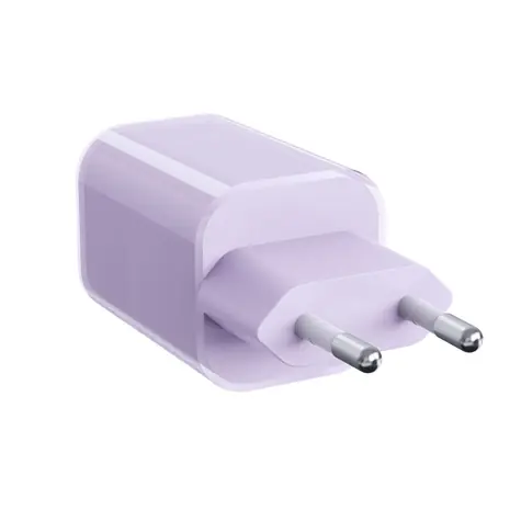 Solight GaN nabíječka 33W USB-A + USB-C fialová / Nabíječka / USB-C + USB-A / PD 3.0, PPS, QC 4+ / GaN