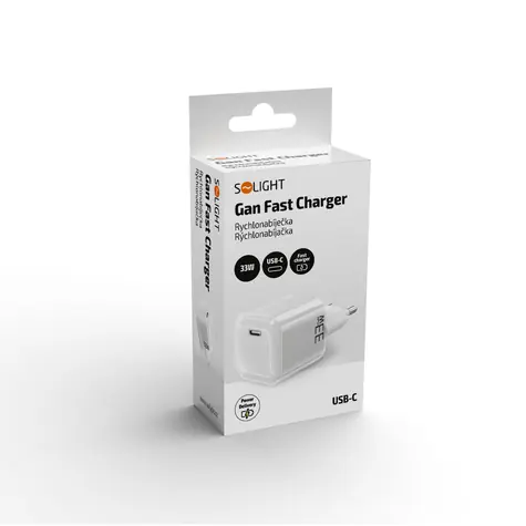 Solight USB-C GaN nabíječka 33W bílá / Nabíječka / PD 3.0 / QC 4+