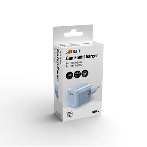 Solight USB-C GaN nabíječka 33W modrá / Nabíječka / PD 3.0 / QC 4+