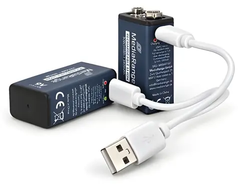 MediaRange nabíjecí USB-C Li-Ion baterie E-Block / 340mAh / 9V / 2ks
