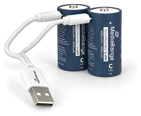 MediaRange nabíjecí USB-C Li-Ion baterie Baby C / 3000 mAh / 1,5 V / 2 ks