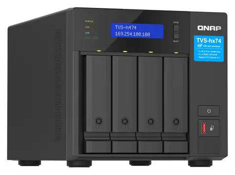 QNAP TVS-h474-i3-8G / NAS / Intel Core i3-12100 / 8GB RAM / 4x SATA / 2x M.2 NVMe / 2x 2,5GbE / HDMI