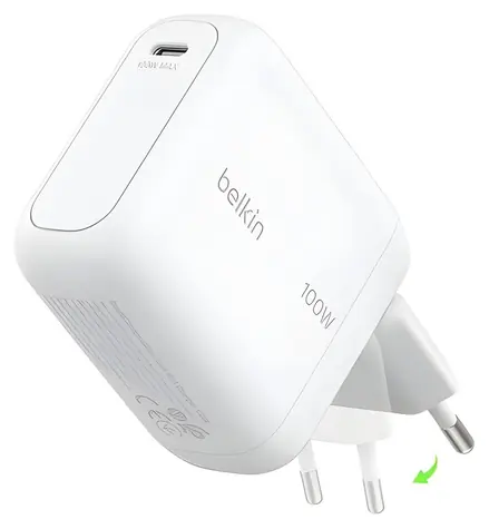 Belkin BOOST CHARGE charger bílá / Nabíječka / USB-C / 100W / GaN / skládací zástrčka