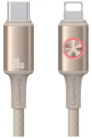 USAMS SJ753 Huan Series Titanium / Datový kabel / USB-C - Lightning / 30W / 1,2 m