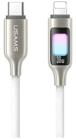 USAMS SJ749 Titanium / Datový kabel / USB-C – Lightning / 30W / 1,2 m
