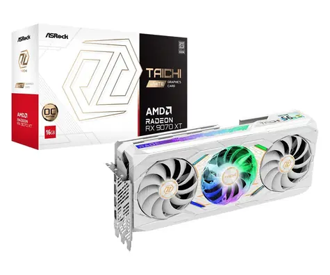 ASRock Radeon RX 9070 XT Taichi OC bílá / Grafická karta / 16GB GDDR6 / 256-bit / 3100 MHz / 850W