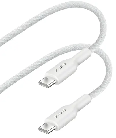Puro Opletený kabel USB-C - USB-C bílá / Datový kabel / Power Delivery / 140 W / 2 m