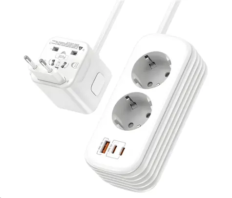 Viking PQ30 / Cestovní adaptér / USB-C PD 30W / USB-A QC 18W / 2x AC zásuvka / 200+ zemí