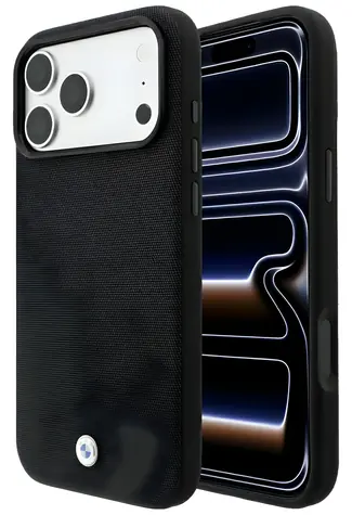 BMW Kevlar Metal Logo černá / Zadní kryt / MagSafe / iPhone 17 Pro Max/18 Pro Max