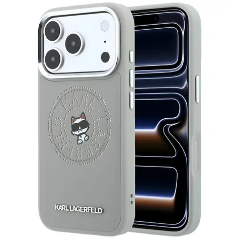 Karl Lagerfeld Point & Choupette Sketch šedá / Zadní kryt / MagSafe / iPhone 17 Pro, 18 Pro