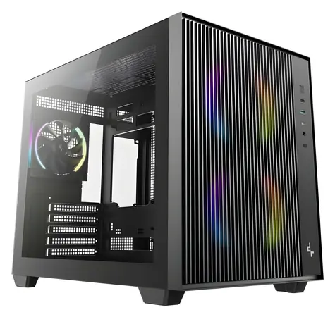 DEEPCOOL CG330 MESH 3F černá / PC skříň / mATX / Temperované sklo / 1x 120mm ARGB / 2x 140mm ARGB