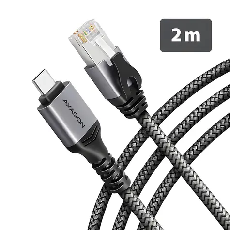 Axagon ADE-CM20 / Síťová karta / USB-C / Gigabit Ethernet / integrovaný kabel CAT6 2m / ASIX AX88179