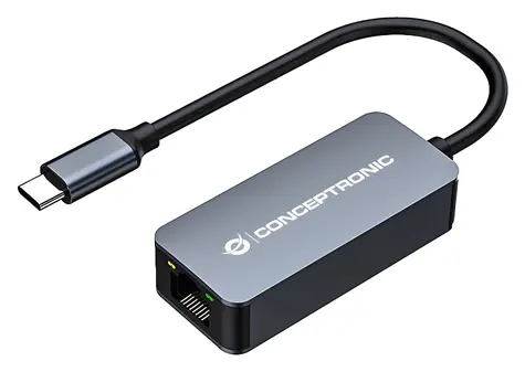 Conceptronic ABBY12GC šedá / Síťový adaptér / USB-C / 2,5 Gbit/s / RJ-45 / hliník