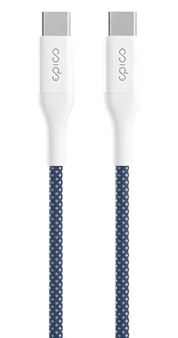 Epico UltraLink EC22 modrá / Kabel USB-C na USB-C / 60 W / 1,5 m / 480 Mb/s / textilní opletení