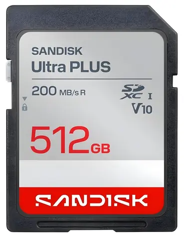 SanDisk Ultra Plus SDXC 512GB / Paměťová karta / Class 10 / UHS-I / čtení: až 200 MB/s