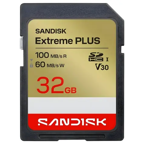 SanDisk Extreme Plus SDHC 32GB / Paměťová karta / UHS-I U3 / V30 / Class 10 / čtení 100 MB/s / zápis 60 MB/s