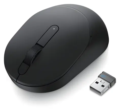 DELL MS3320W černá (570-ABHK) / Bezdrátová optická myš / 1600dpi / 3 tlačítka / 2.4GHz / Bluetooth / 1x AA baterie