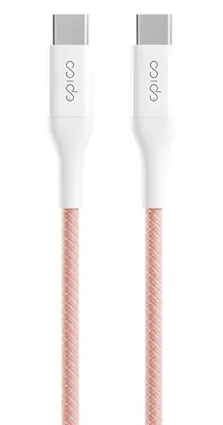 Epico UltraLink EC22 růžová / Kabel USB-C na USB-C / 60 W / 1,5 m / 480 Mb/s / textilní opletení