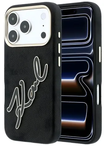 Karl Lagerfeld Smooth Big Resin Signature Logo černá / Zadní kryt / iPhone 17 Pro, 18 Pro