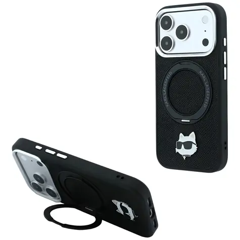 Karl Lagerfeld Ring Stand 360 Choupette Head Pin MagSafe černá / Zadní kryt / iPhone 18 Pro / 17 Pro