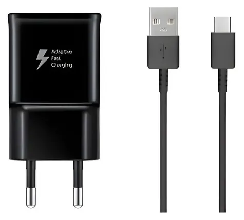 Samsung EP-TA200EBE + EP-DG970BBE černá / Cestovní nabíječka a kabel / USB-C / 15W / Power Delivery / OOB Bulk