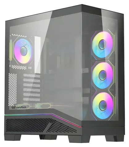 darkFlash K430 černá / Skříň / ATX/M-ATX/ITX / tvrzené sklo / 6× ventilátor / USB-C