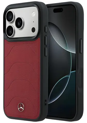 Mercedes Leather Mesh with Bow Line vínová / Zadní kryt / Kůže / MagSafe / pro iPhone 18 Pro Max, 17 Pro Max