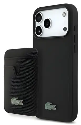 Lacoste Iconic Petit Pique černá / Zadní kryt s peněženkou / MagSafe / pro iPhone 18 Pro Max